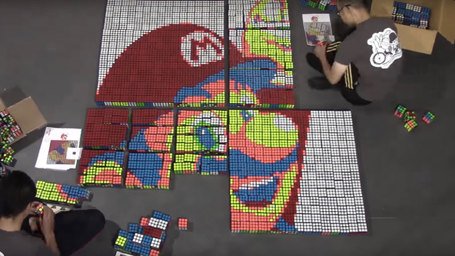 マリオが飛ぶよ。1,000個のルービックキューブでアニメーション5